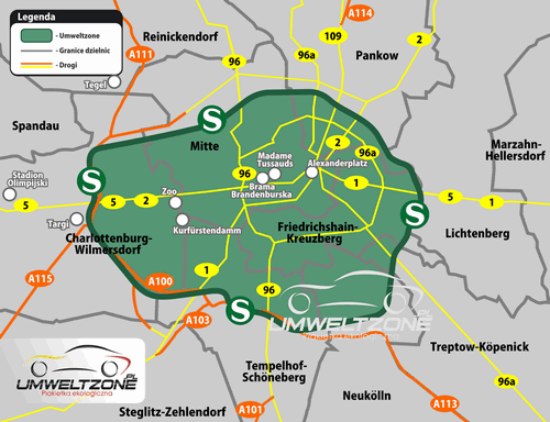 Berlin Umweltzone Mapa Centrum